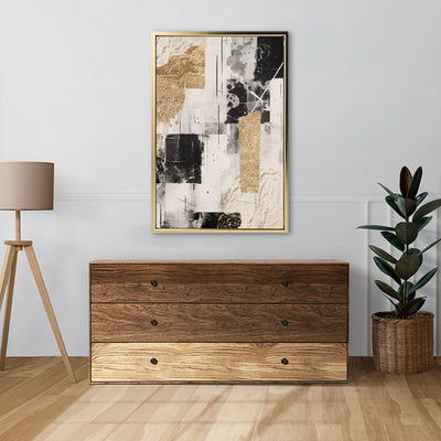 Canvas Wall Art Stretched Over Wooden Frame with Floating Frame and Shapes Painting CV4230 - Al Rugaib Furniture