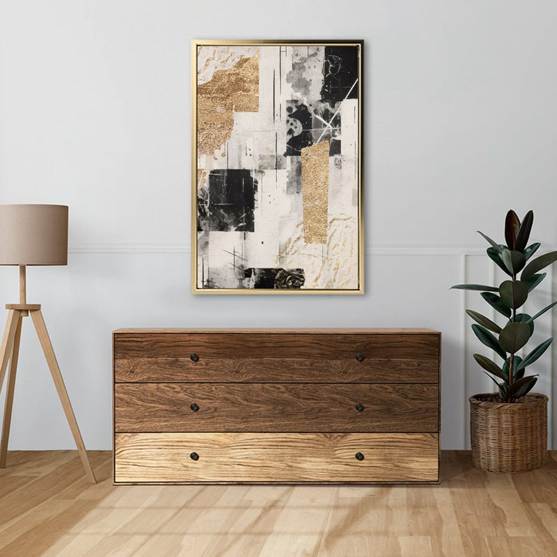 Canvas Wall Art Stretched Over Wooden Frame with Floating Frame and Shapes Painting CV4230 - Al Rugaib Furniture