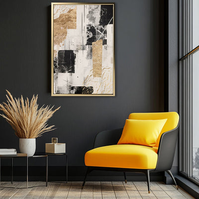 Canvas Wall Art Stretched Over Wooden Frame with Floating Frame and Shapes Painting CV4230 - Al Rugaib Furniture