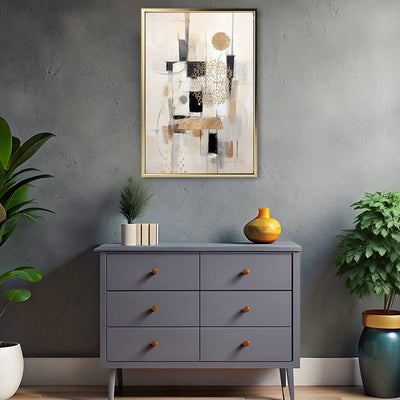 Canvas Wall Art Stretched Over Wooden Frame with Floating Frame and Shapes Painting CV4231 - Al Rugaib Furniture