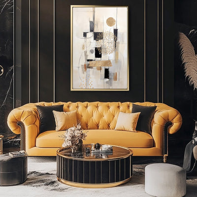 Canvas Wall Art Stretched Over Wooden Frame with Floating Frame and Shapes Painting CV4231 - Al Rugaib Furniture