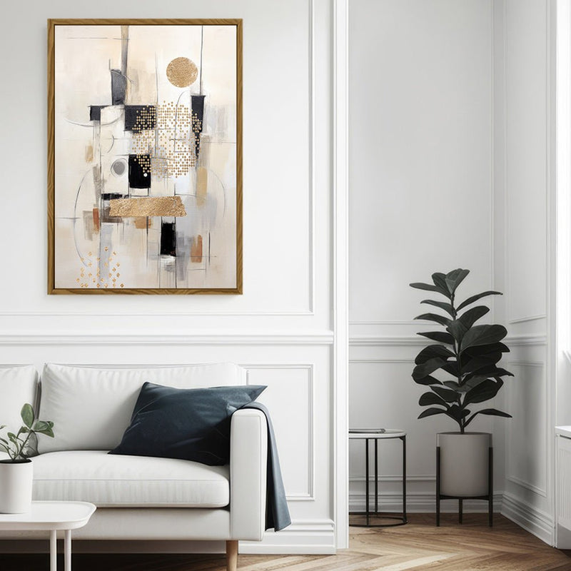 Canvas Wall Art Stretched Over Wooden Frame with Floating Frame and Shapes Painting CV4231 - Al Rugaib Furniture