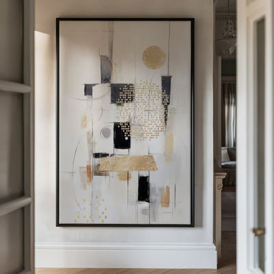 Canvas Wall Art Stretched Over Wooden Frame with Floating Frame and Shapes Painting CV4231 - Al Rugaib Furniture