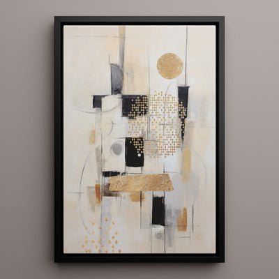 Canvas Wall Art Stretched Over Wooden Frame with Floating Frame and Shapes Painting CV4231 - Al Rugaib Furniture