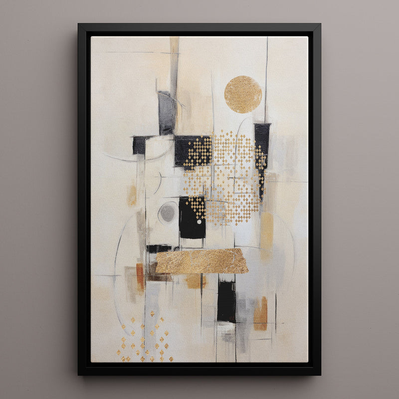 Canvas Wall Art Stretched Over Wooden Frame with Floating Frame and Shapes Painting CV4231 - Al Rugaib Furniture