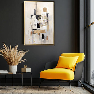 Canvas Wall Art Stretched Over Wooden Frame with Floating Frame and Shapes Painting CV4231 - Al Rugaib Furniture