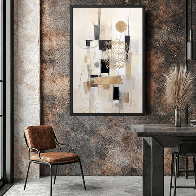 Canvas Wall Art Stretched Over Wooden Frame with Floating Frame and Shapes Painting CV4231 - Al Rugaib Furniture