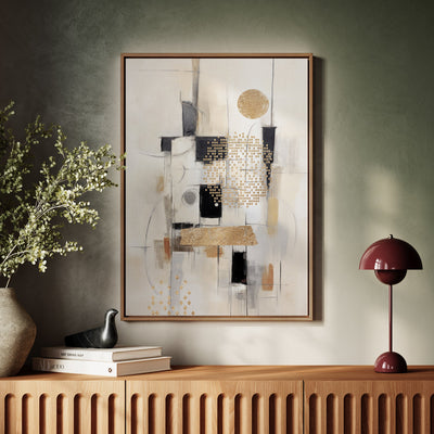 Canvas Wall Art Stretched Over Wooden Frame with Floating Frame and Shapes Painting CV4231 - Al Rugaib Furniture