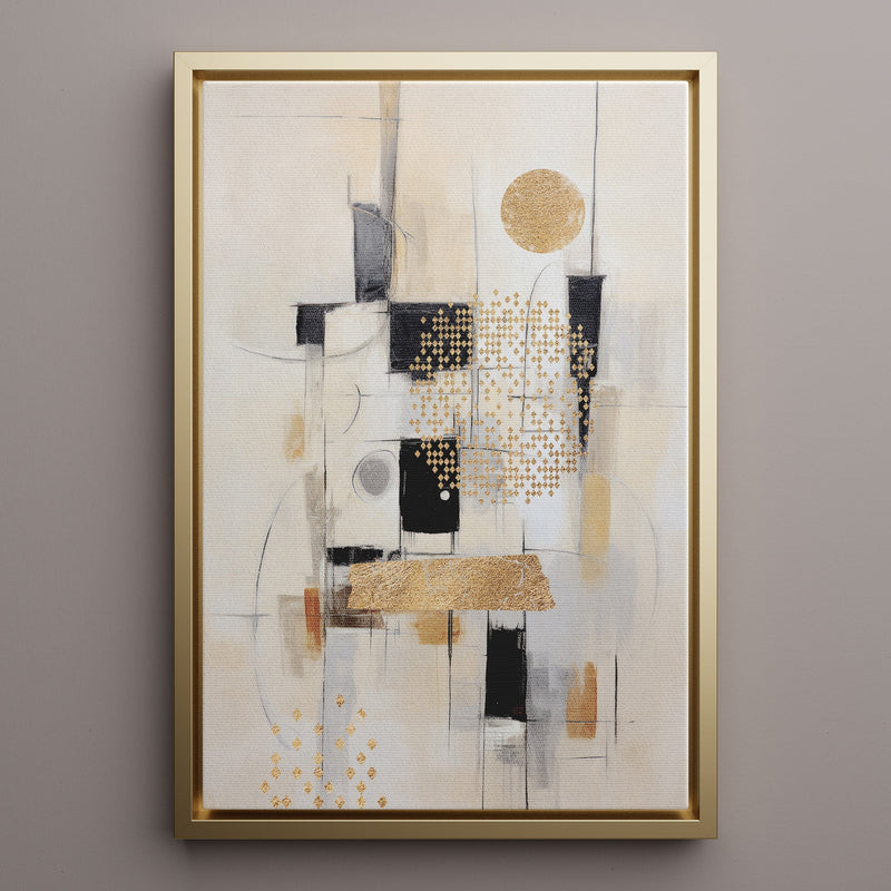 Canvas Wall Art Stretched Over Wooden Frame with Floating Frame and Shapes Painting CV4231 - Al Rugaib Furniture