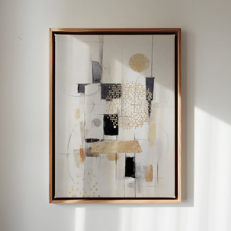 Canvas Wall Art Stretched Over Wooden Frame with Floating Frame and Shapes Painting CV4231 - Al Rugaib Furniture