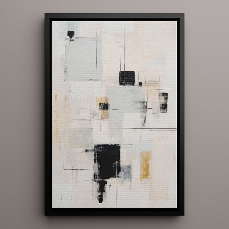 Canvas Wall Art Stretched Over Wooden Frame with Floating Frame and Shapes Painting CV4232 - Al Rugaib Furniture