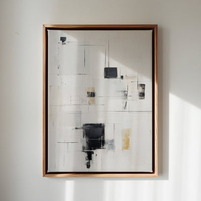 Canvas Wall Art Stretched Over Wooden Frame with Floating Frame and Shapes Painting CV4232 - Al Rugaib Furniture