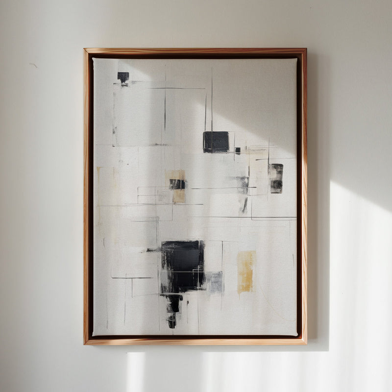 Canvas Wall Art Stretched Over Wooden Frame with Floating Frame and Shapes Painting CV4232 - Al Rugaib Furniture