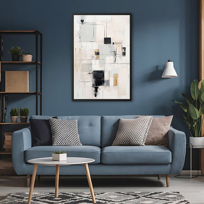 Canvas Wall Art Stretched Over Wooden Frame with Floating Frame and Shapes Painting CV4232 - Al Rugaib Furniture