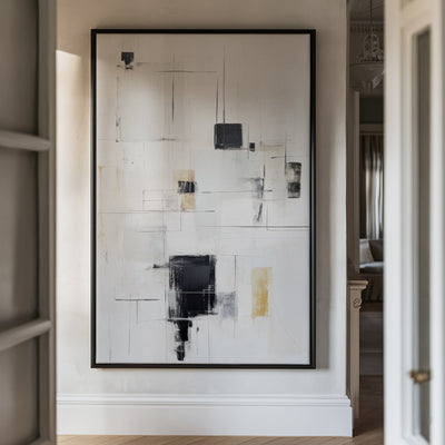 Canvas Wall Art Stretched Over Wooden Frame with Floating Frame and Shapes Painting CV4232 - Al Rugaib Furniture