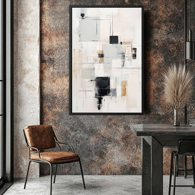 Canvas Wall Art Stretched Over Wooden Frame with Floating Frame and Shapes Painting CV4232 - Al Rugaib Furniture
