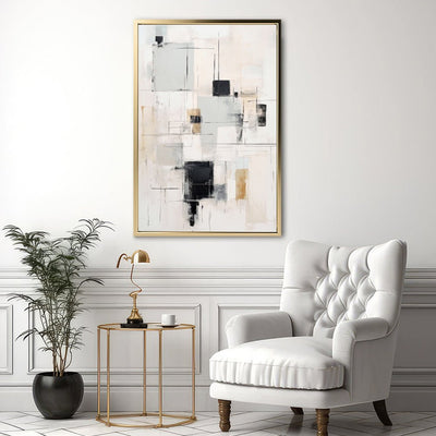 Canvas Wall Art Stretched Over Wooden Frame with Floating Frame and Shapes Painting CV4232 - Al Rugaib Furniture