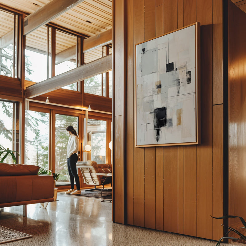 Canvas Wall Art Stretched Over Wooden Frame with Floating Frame and Shapes Painting CV4232 - Al Rugaib Furniture