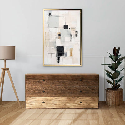 Canvas Wall Art Stretched Over Wooden Frame with Floating Frame and Shapes Painting CV4232 - Al Rugaib Furniture