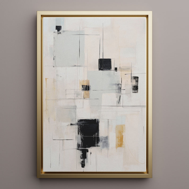 Canvas Wall Art Stretched Over Wooden Frame with Floating Frame and Shapes Painting CV4232 - Al Rugaib Furniture