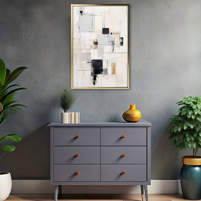 Canvas Wall Art Stretched Over Wooden Frame with Floating Frame and Shapes Painting CV4232 - Al Rugaib Furniture