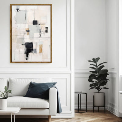 Canvas Wall Art Stretched Over Wooden Frame with Floating Frame and Shapes Painting CV4232 - Al Rugaib Furniture