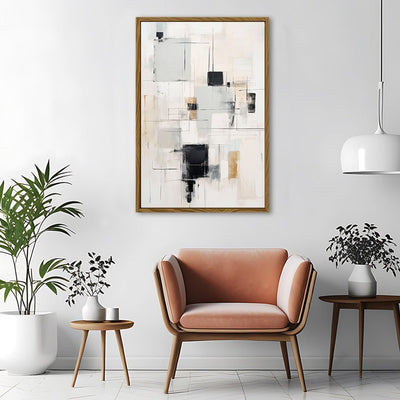 Canvas Wall Art Stretched Over Wooden Frame with Floating Frame and Shapes Painting CV4232 - Al Rugaib Furniture