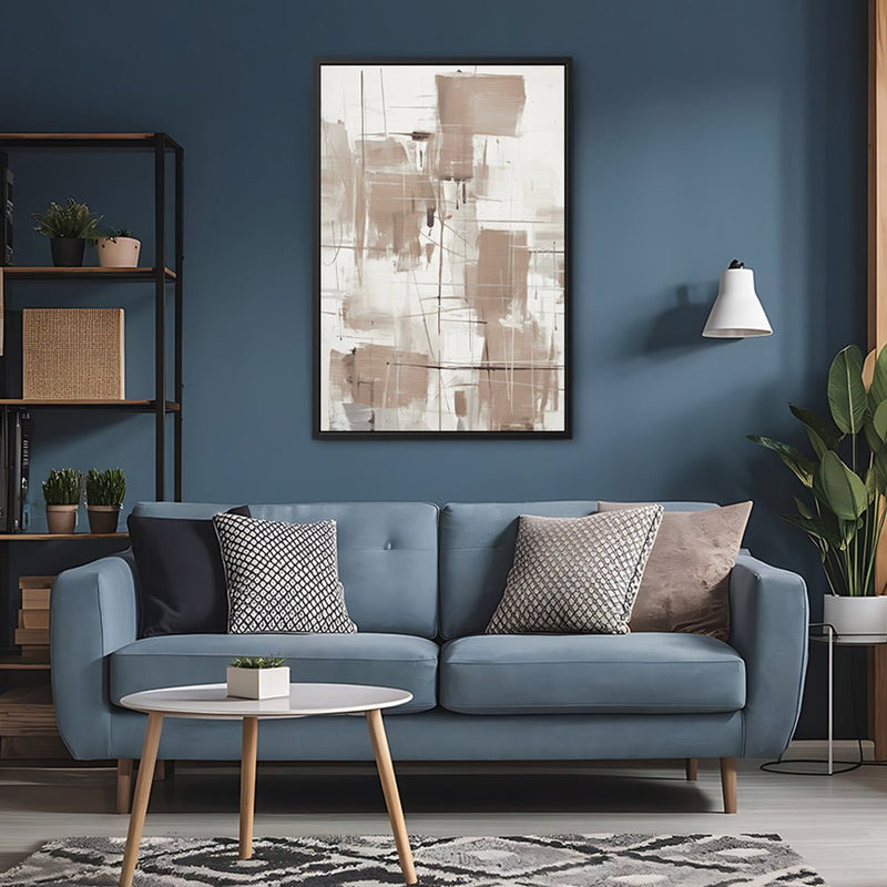 Canvas Wall Art Stretched Over Wooden Frame with Floating Frame and Shapes Painting CV4233 - Al Rugaib Furniture