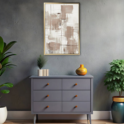 Canvas Wall Art Stretched Over Wooden Frame with Floating Frame and Shapes Painting CV4233 - Al Rugaib Furniture