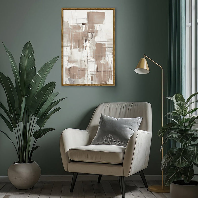 Canvas Wall Art Stretched Over Wooden Frame with Floating Frame and Shapes Painting CV4233 - Al Rugaib Furniture