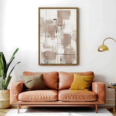 Canvas Wall Art Stretched Over Wooden Frame with Floating Frame and Shapes Painting CV4233 - Al Rugaib Furniture