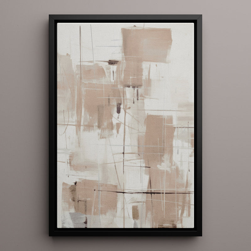 Canvas Wall Art Stretched Over Wooden Frame with Floating Frame and Shapes Painting CV4233 - Al Rugaib Furniture