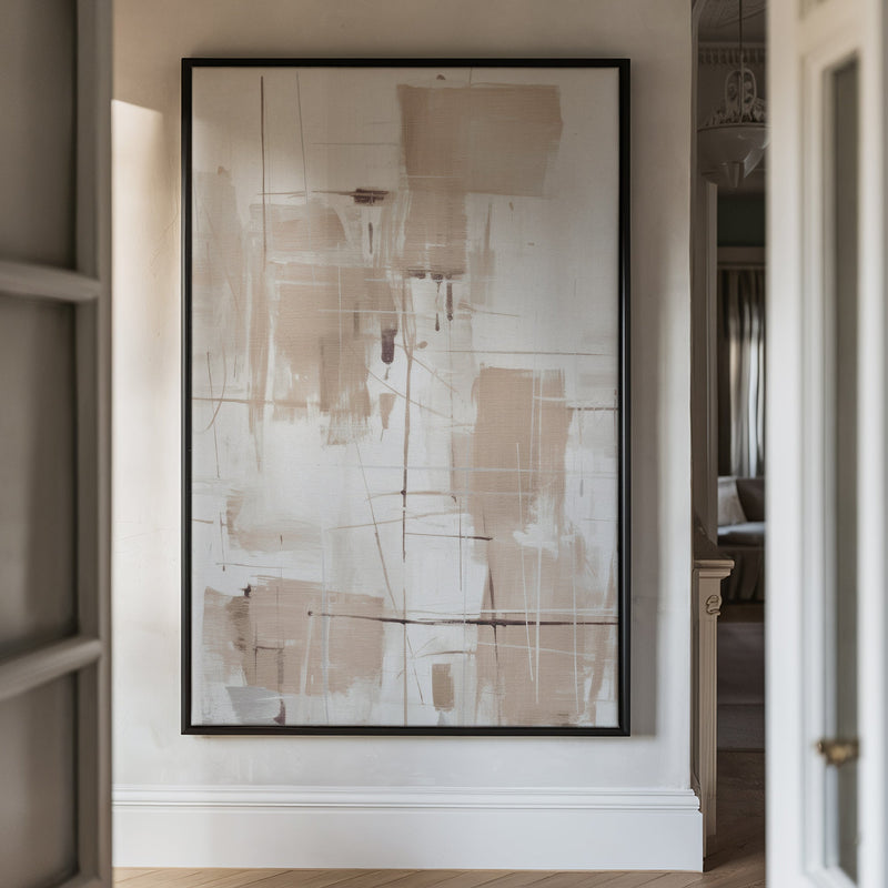 Canvas Wall Art Stretched Over Wooden Frame with Floating Frame and Shapes Painting CV4233 - Al Rugaib Furniture