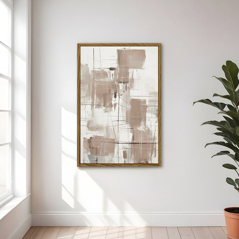 Canvas Wall Art Stretched Over Wooden Frame with Floating Frame and Shapes Painting CV4233 - Al Rugaib Furniture