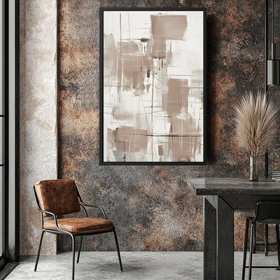 Canvas Wall Art Stretched Over Wooden Frame with Floating Frame and Shapes Painting CV4233 - Al Rugaib Furniture