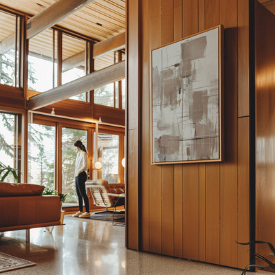 Canvas Wall Art Stretched Over Wooden Frame with Floating Frame and Shapes Painting CV4233 - Al Rugaib Furniture