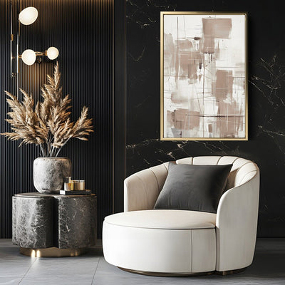 Canvas Wall Art Stretched Over Wooden Frame with Floating Frame and Shapes Painting CV4233 - Al Rugaib Furniture