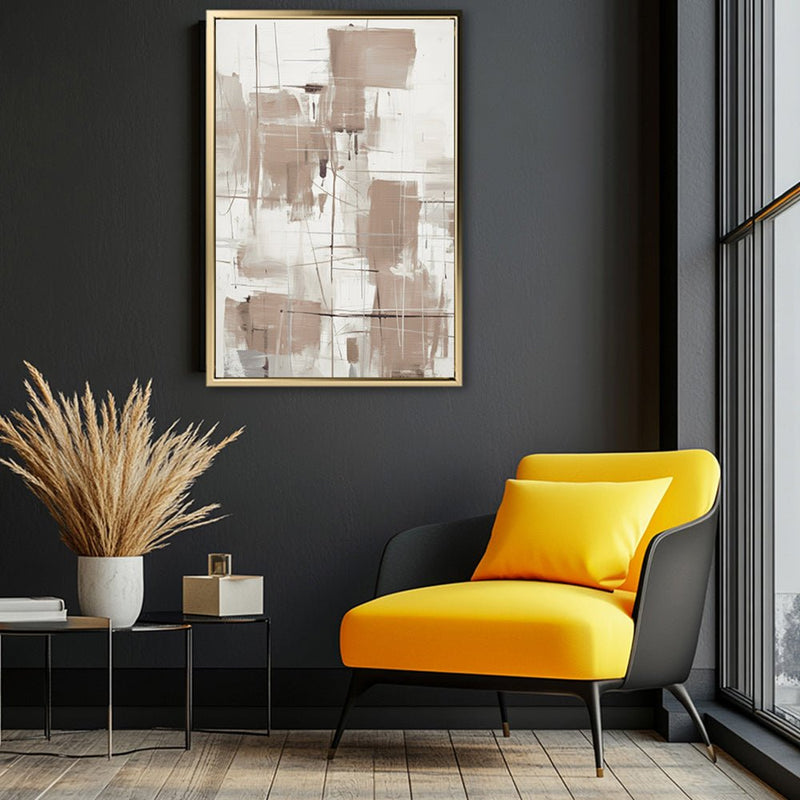 Canvas Wall Art Stretched Over Wooden Frame with Floating Frame and Shapes Painting CV4233 - Al Rugaib Furniture