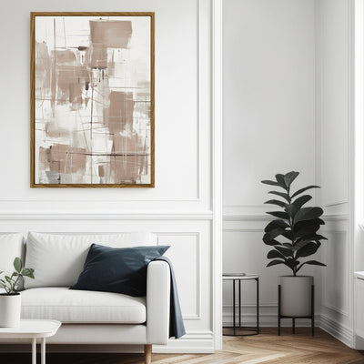 Canvas Wall Art Stretched Over Wooden Frame with Floating Frame and Shapes Painting CV4233 - Al Rugaib Furniture