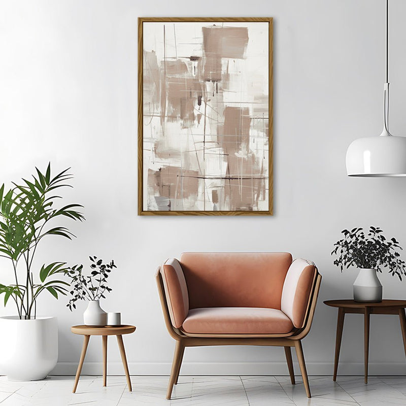Canvas Wall Art Stretched Over Wooden Frame with Floating Frame and Shapes Painting CV4233 - Al Rugaib Furniture