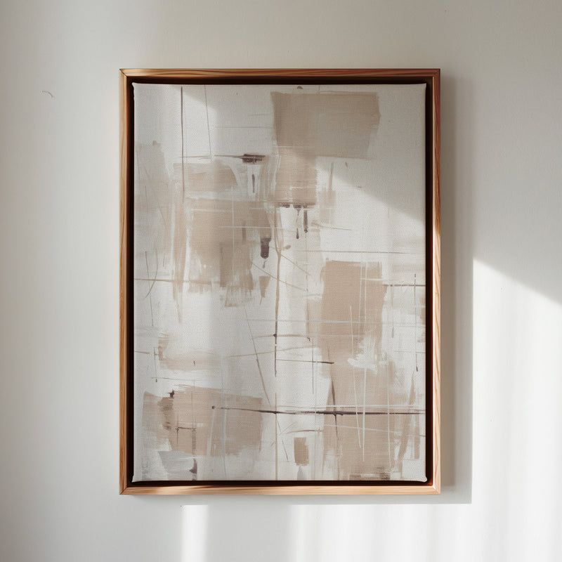 Canvas Wall Art Stretched Over Wooden Frame with Floating Frame and Shapes Painting CV4233 - Al Rugaib Furniture