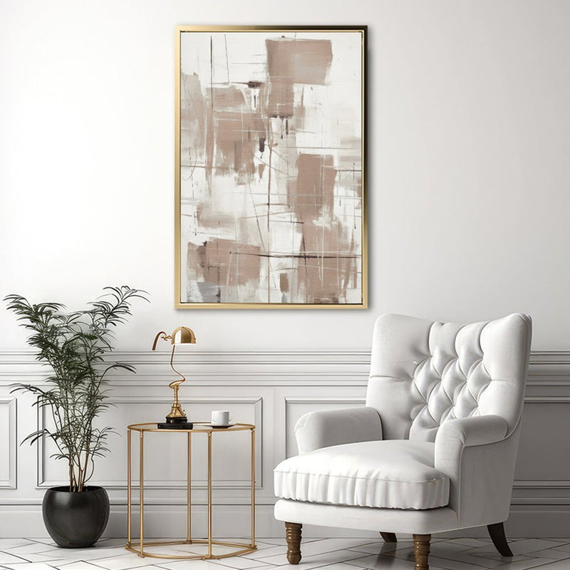 Canvas Wall Art Stretched Over Wooden Frame with Floating Frame and Shapes Painting CV4233 - Al Rugaib Furniture