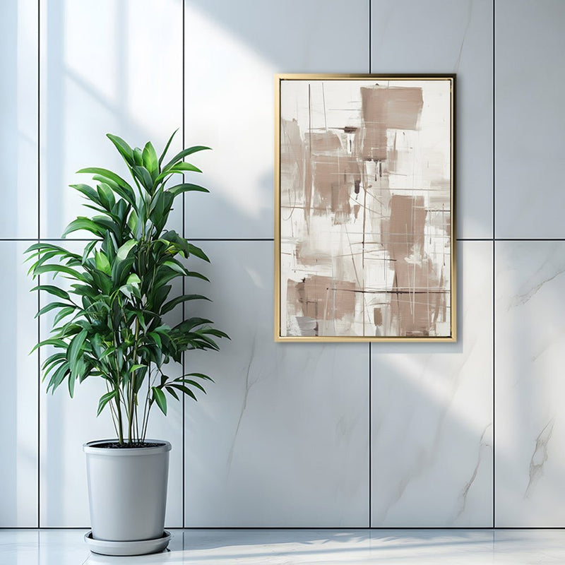 Canvas Wall Art Stretched Over Wooden Frame with Floating Frame and Shapes Painting CV4233 - Al Rugaib Furniture