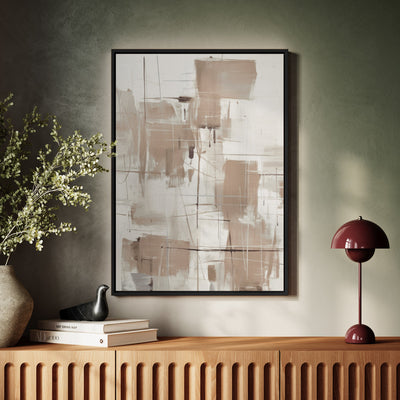 Canvas Wall Art Stretched Over Wooden Frame with Floating Frame and Shapes Painting CV4233 - Al Rugaib Furniture