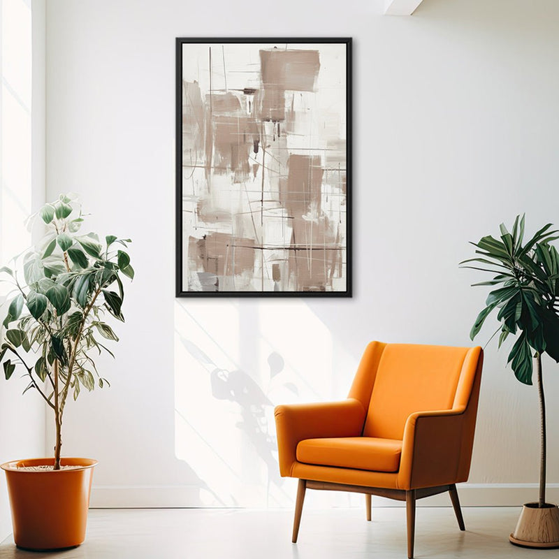 Canvas Wall Art Stretched Over Wooden Frame with Floating Frame and Shapes Painting CV4233 - Al Rugaib Furniture