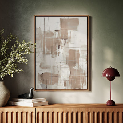 Canvas Wall Art Stretched Over Wooden Frame with Floating Frame and Shapes Painting CV4233 - Al Rugaib Furniture