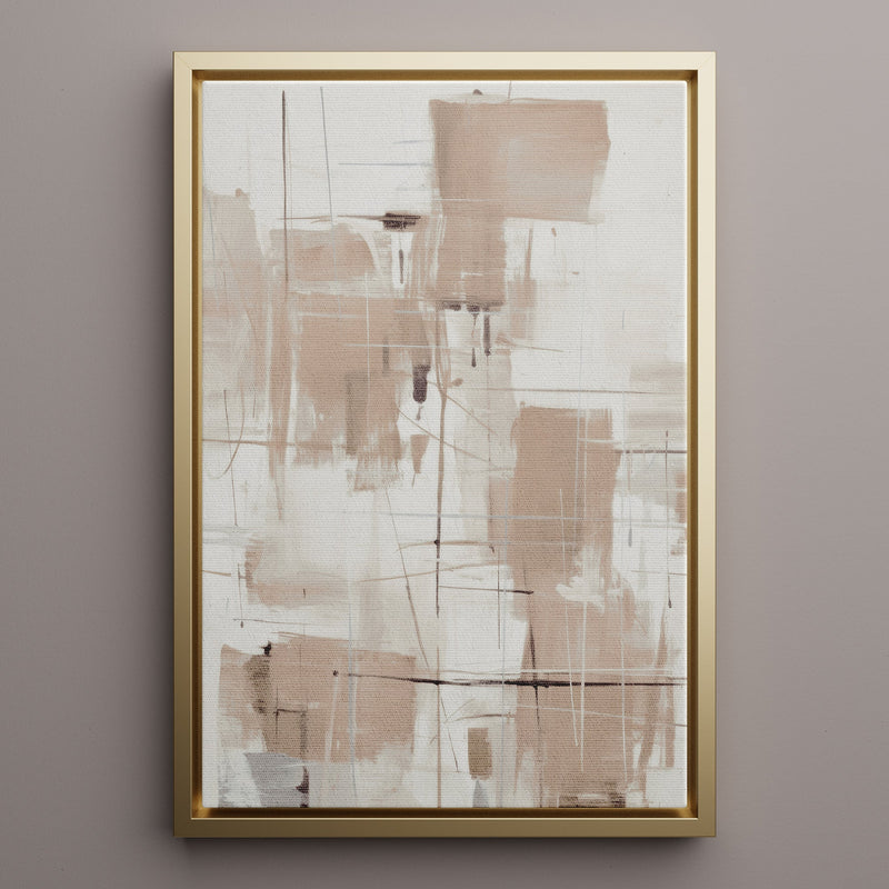 Canvas Wall Art Stretched Over Wooden Frame with Floating Frame and Shapes Painting CV4233 - Al Rugaib Furniture