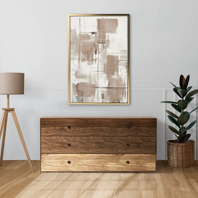 Canvas Wall Art Stretched Over Wooden Frame with Floating Frame and Shapes Painting CV4233 - Al Rugaib Furniture