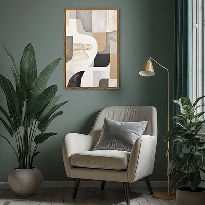 Canvas Wall Art Stretched Over Wooden Frame with Floating Frame and Shapes Painting CV4234 - Al Rugaib Furniture