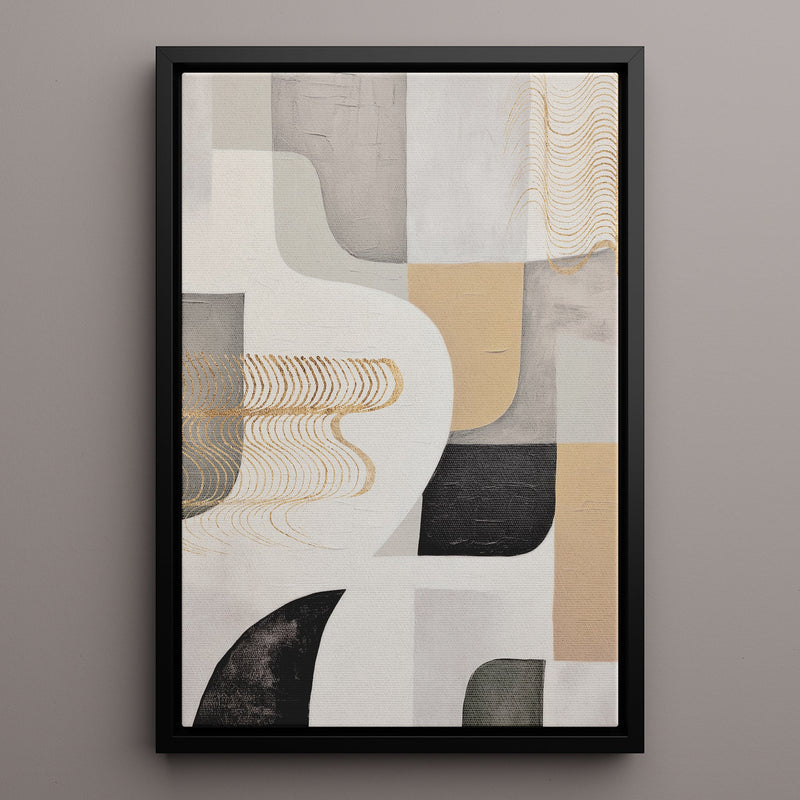 Canvas Wall Art Stretched Over Wooden Frame with Floating Frame and Shapes Painting CV4234 - Al Rugaib Furniture